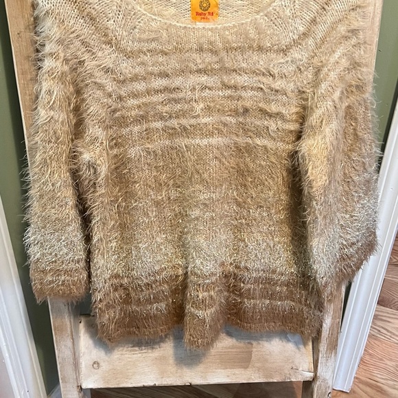 Red Ruby Fuzzy Gold Sweater - Picture 3 of 15